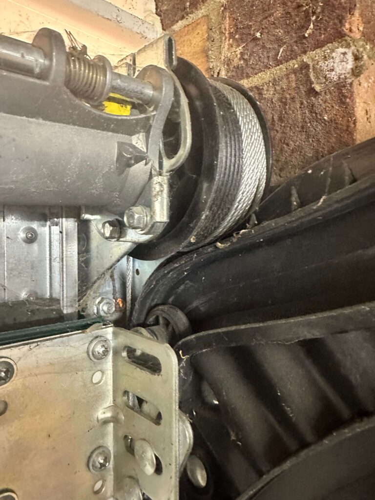 Twisted garage door cable repair in Essex